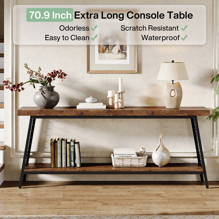70.9" Console Table, 2 - Tier Extra Long Sofa Table with Storage Shelf Tribesigns