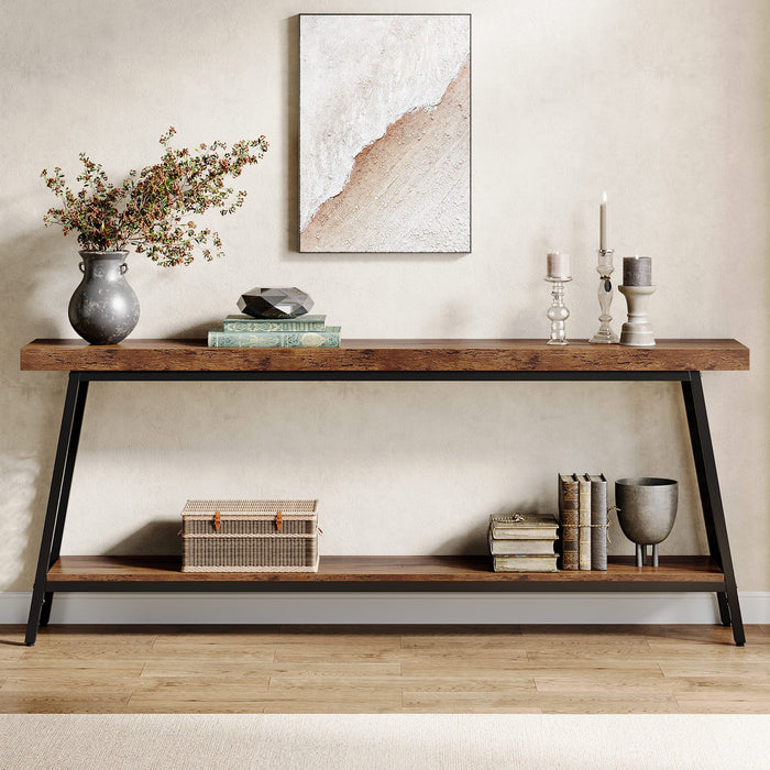 70.9" Console Table, 2 - Tier Extra Long Sofa Table with Storage Shelf Tribesigns
