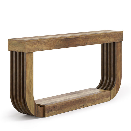 70.9" Console Table, 2 - Tier Sofa Table with Heavy Duty U - Shaped Pedestal Tribesigns