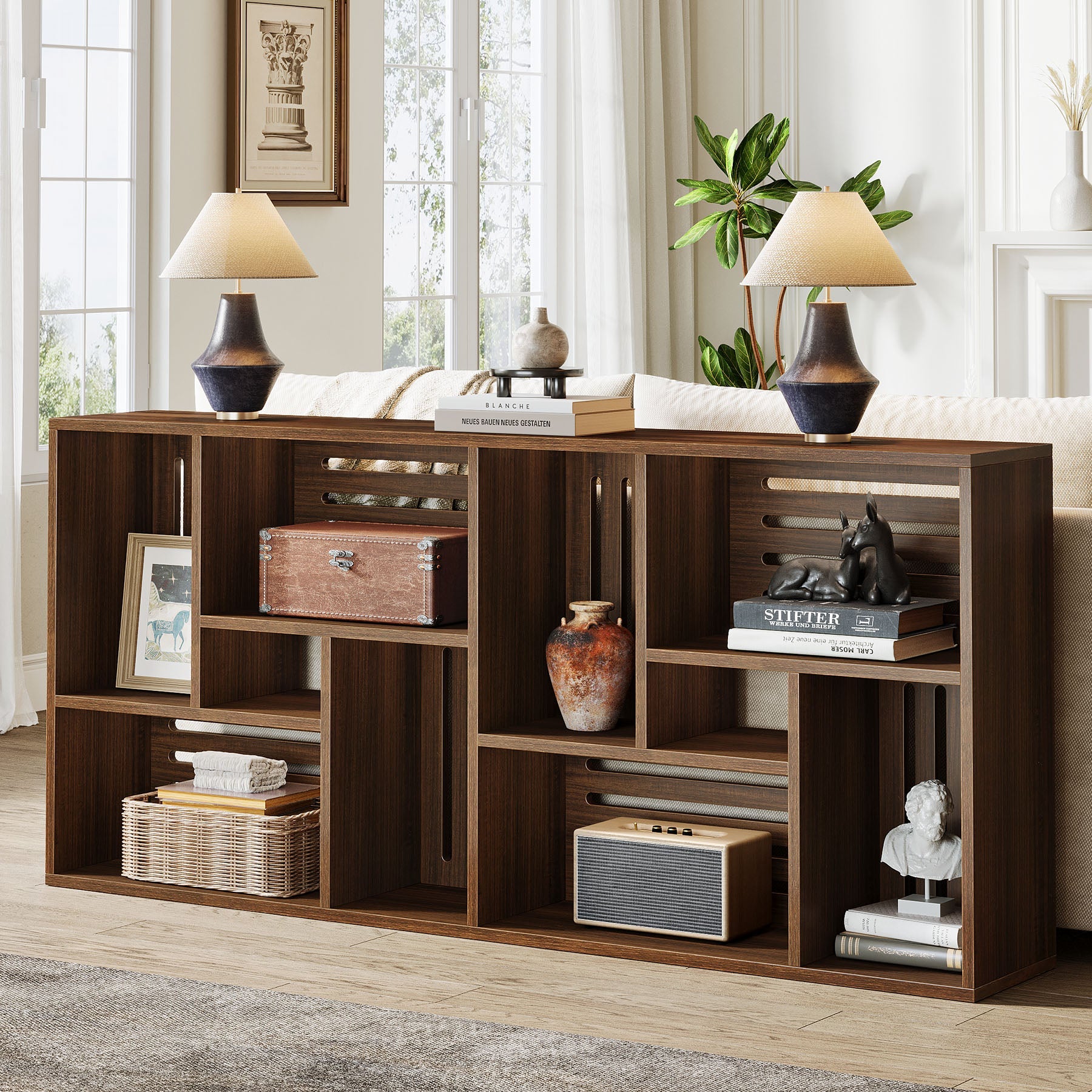 70.9" Console Table, 2-Tier Long Sofa Table Entryway Console with Storage Shelf - Thumbnail 3