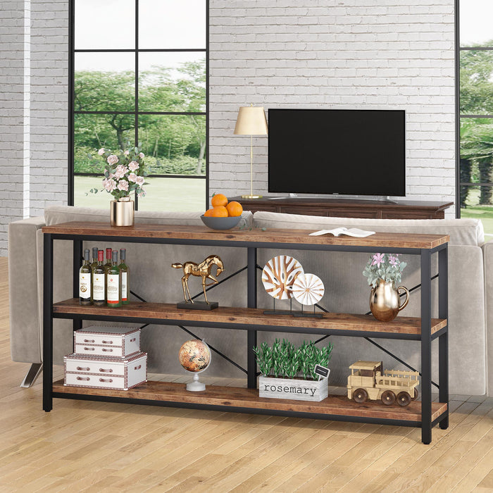 70.9" Console Table, 3 - Tier Sofa Table with Metal Frame Tribesigns
