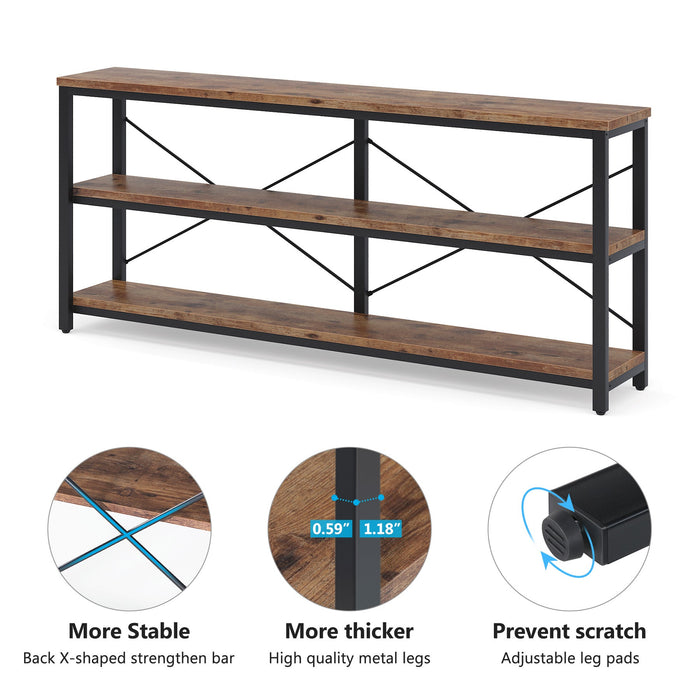 70.9" Console Table, 3 - Tier Sofa Table with Metal Frame Tribesigns