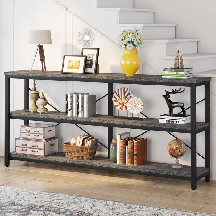 70.9" Console Table, 3 - Tier Sofa Table with Metal Frame Tribesigns