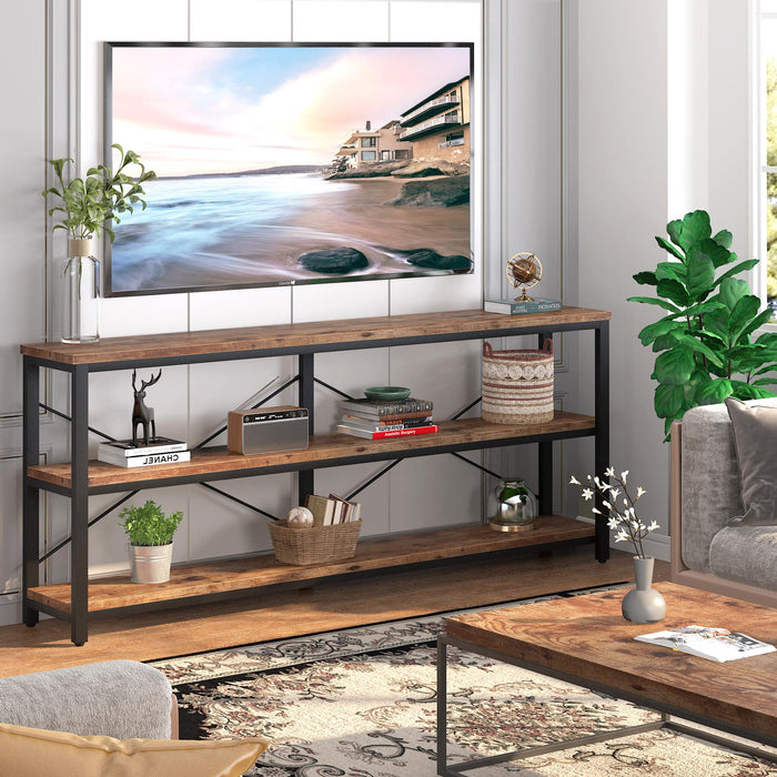 70.9" Console Table, 3 - Tier Sofa Table with Metal Frame Tribesigns