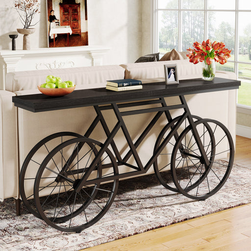 70.9" Console Table, Extra Long Sofa Table with Bicycle Base Tribesigns