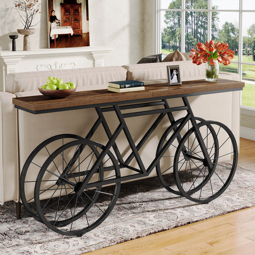 70.9" Console Table, Extra Long Sofa Table with Bicycle Base Tribesigns