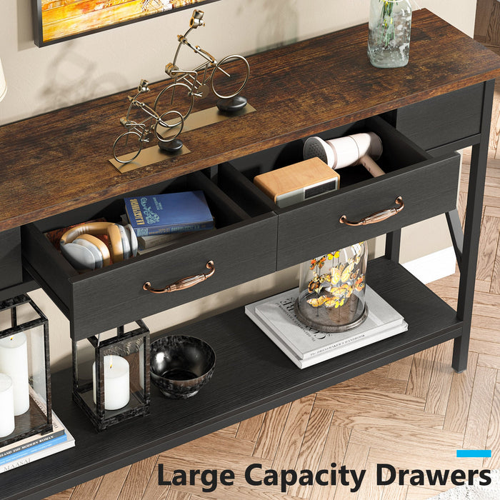 70.9" Console Table, Extra Long Sofa Table with Drawers & Storage Shelves Tribesigns