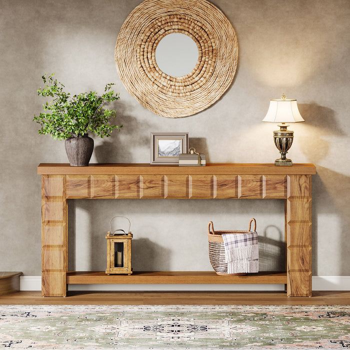 70.9" Console Table, Farmhouse 2 - Tier Entryway Table Sofa Table with Storage Tribesigns