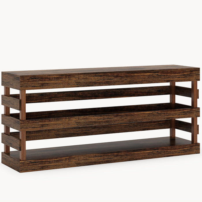 70.9" Console Table, Farmhouse Entryway Table Sofa Table with 3 - Tier Shelf Tribesigns