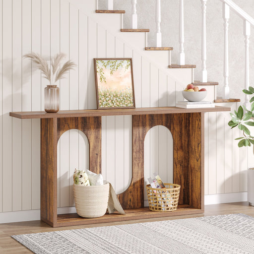 70.9" Console Table, Farmhouse Long Entryway Sofa Table with Storage Tribesigns