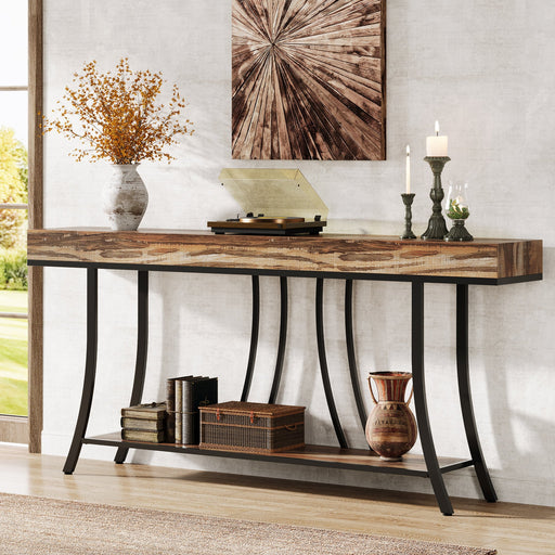 70.9" Console Table, Industrial Narrow Sofa Table with Storage Shelves Tribesigns