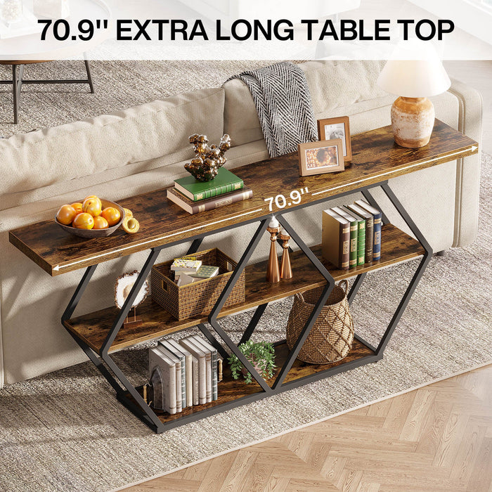 70.9" Console Table, Industrial Sofa Table Entryway Table Tribesigns