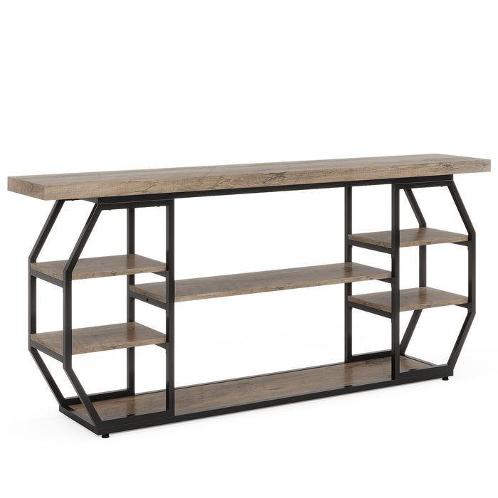 70.9" Console Table, Large Entryway Sofa Table With Open Shelves Tribesigns