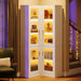 70.9" L - Shaped Bookshelf, 5 - Tier Bookcase with LED Light and 4 Acrylic Doors Tribesigns