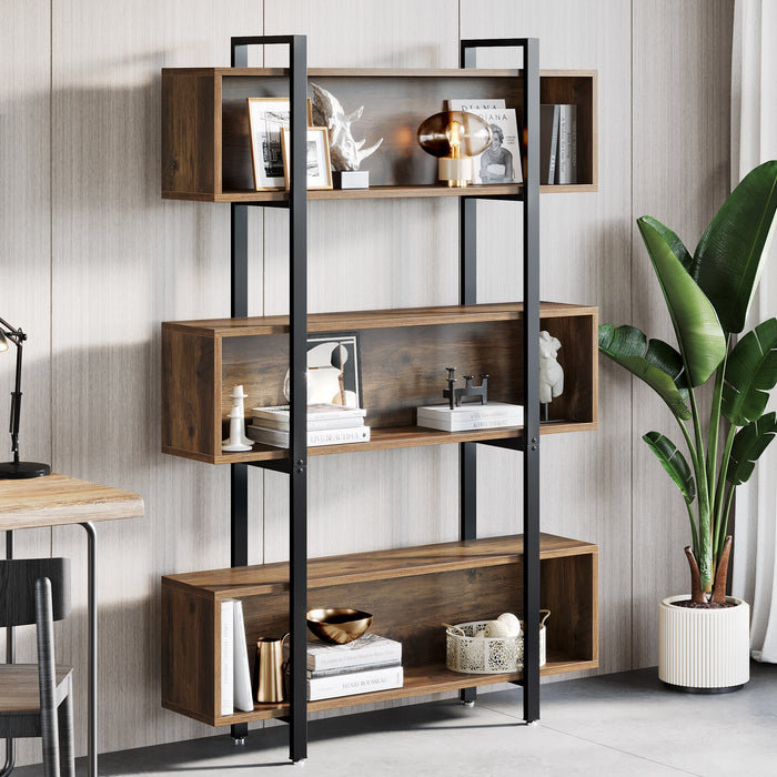 70.9" Wood Bookshelf, 6 - Tier Etagere Bookcase Display Shelf with Open Shelves Tribesigns