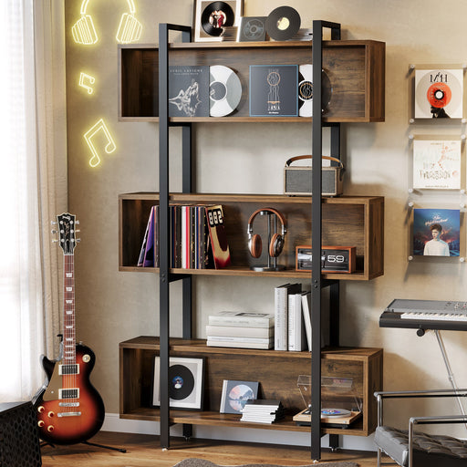 70.9" Wood Bookshelf, 6 - Tier Etagere Bookcase Display Shelf with Open Shelves Tribesigns