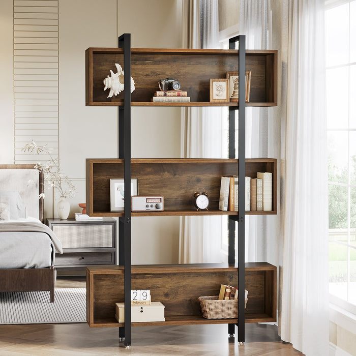 70.9" Wood Bookshelf, 6 - Tier Etagere Bookcase Display Shelf with Open Shelves Tribesigns