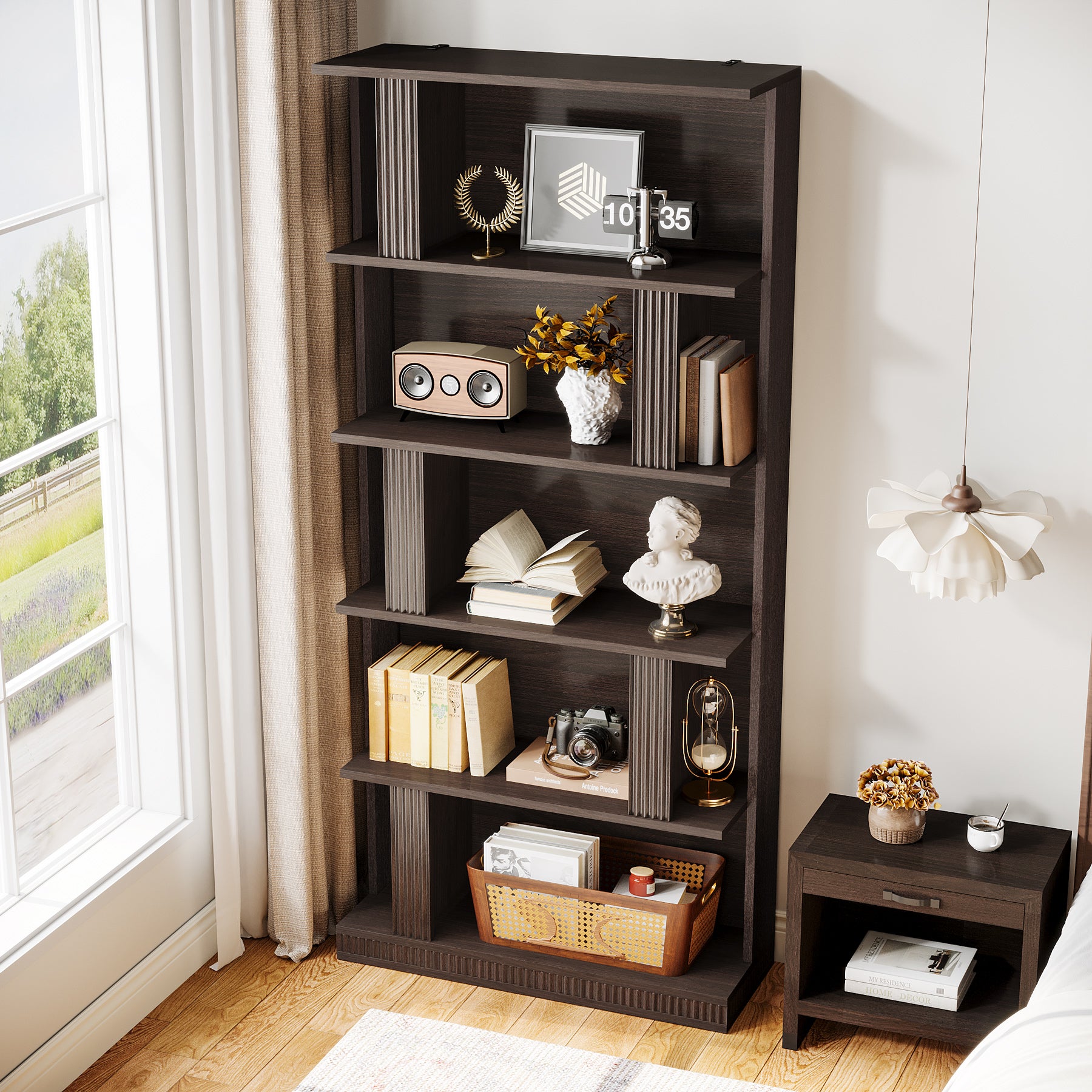 70" Bookshelf, 5-Tier Modern Bookcase with Open Display Shelves