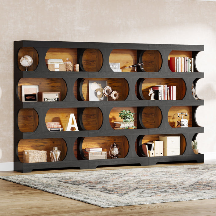 71" Bookshelf, 4 - Tier S - Shaped Bookcase Freestanding Display Shelves Tribesigns
