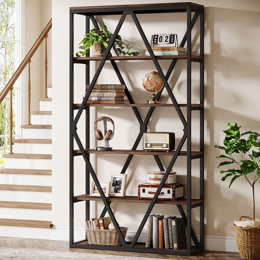 71" Bookshelf, Freestanding 6 - Tier Bookcase Etagere Display Shelf Tribesigns