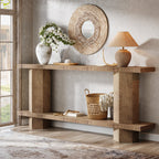 71" Console Table, 2 - Tier Hallway Table Sofa Table Behind Couch Tribesigns