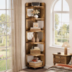 71" Corner Shelf, Narrow Bookshelf Display Shelf with Storage Rack Tribesigns