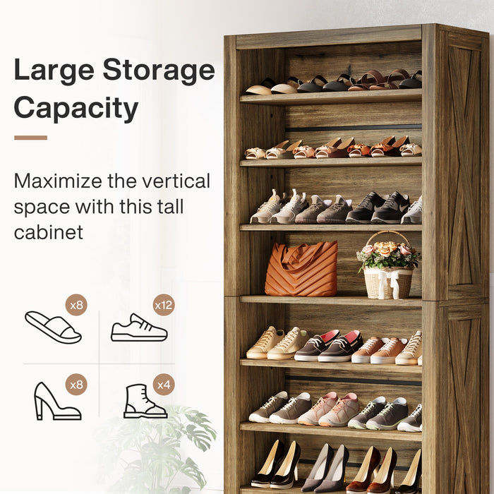 71" Shoe Cabinet, Freestanding Shoe Storage Organizer for 32 - 36 Pairs Tribesigns