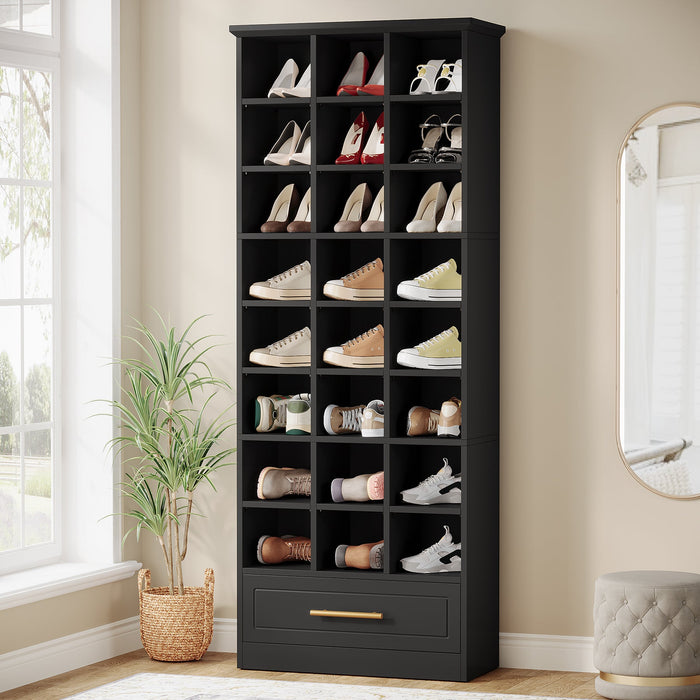 71" Shoe Rack, Freestanding Wooden 9 - Tier Shoe Storage Cabinet Tribesigns