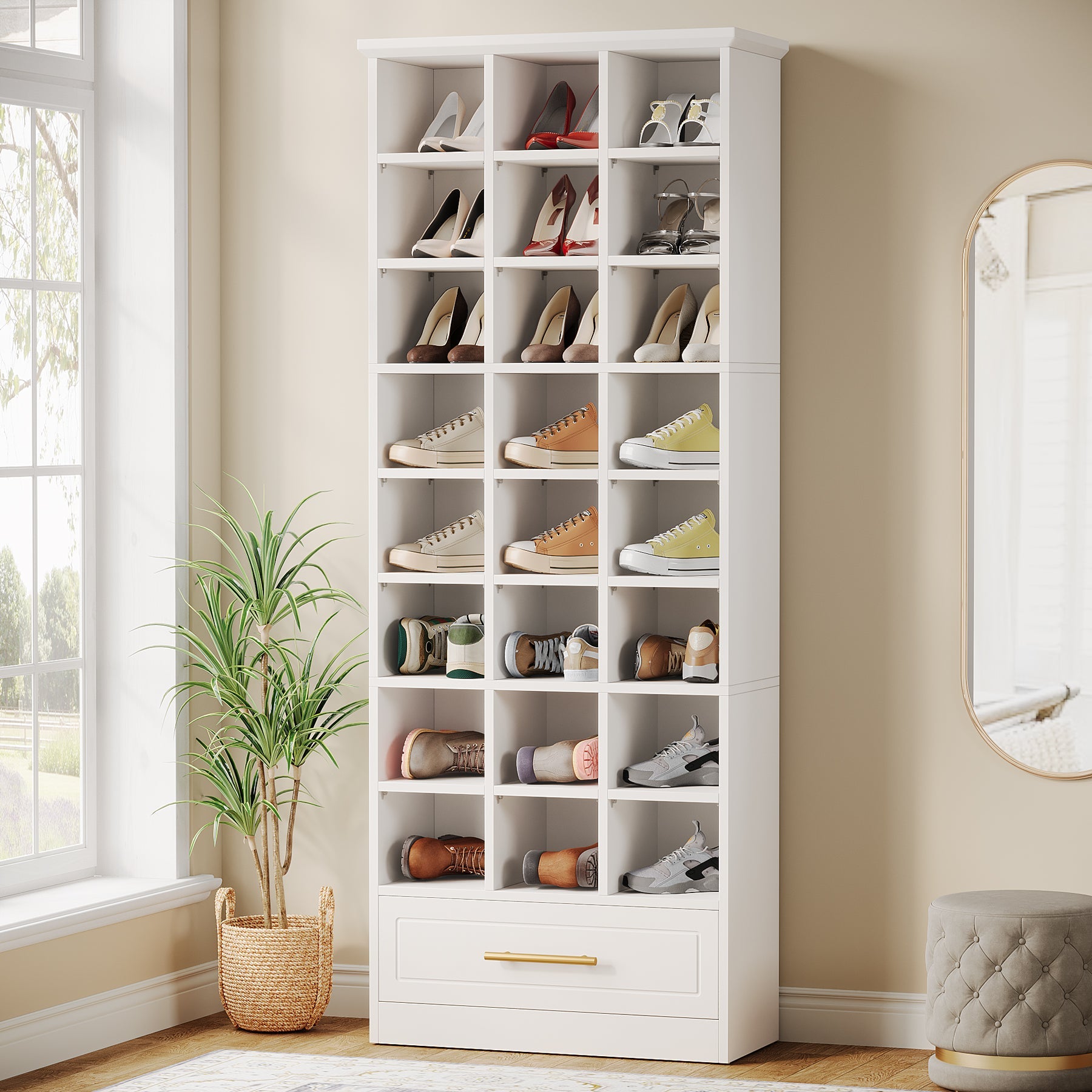 Wall Shoe Rack 10-Tier Space Saving Shoe Rack Narrow Vertical