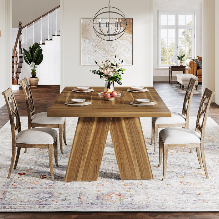 71" Wood Dining Table, Farmhouse Kitchen Table for 6 People Tribesigns