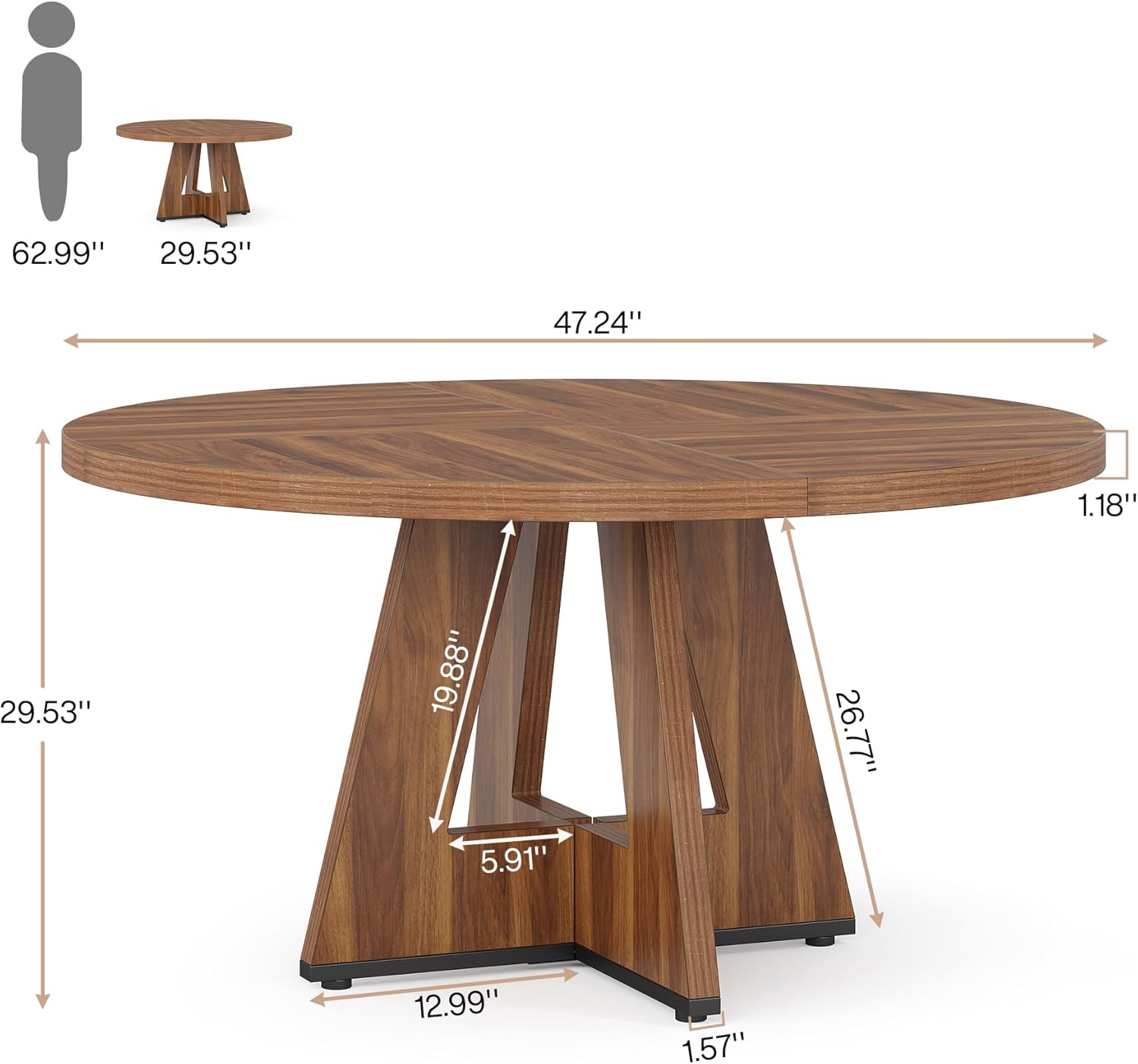 Tribesigns 47-Inch Round Conference Table for 4-6 People, Wooden Base and Thickened Top
