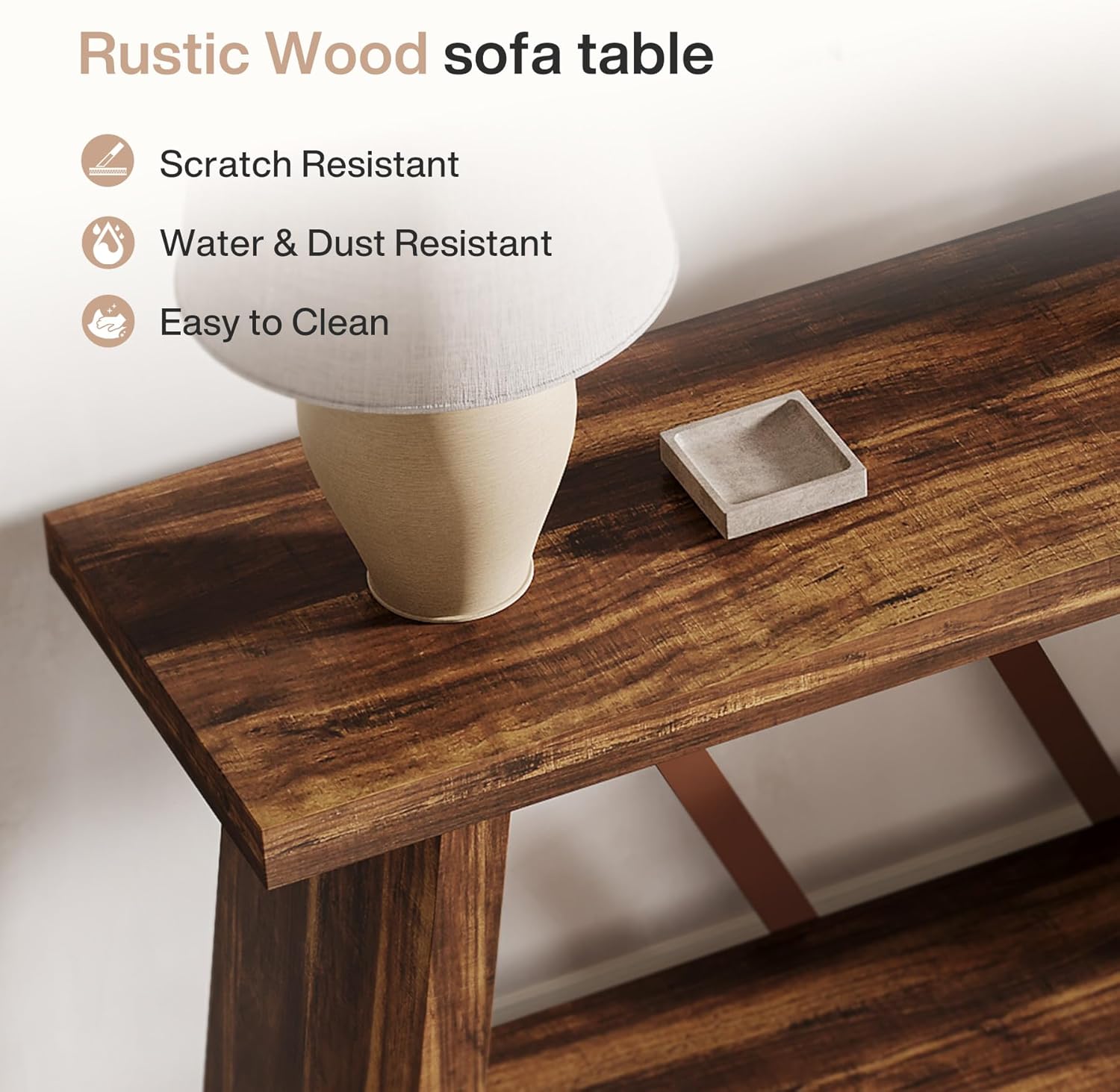 70.86" Extra Long Console Table, 2-Tier Wooden Sofa Table with Storage