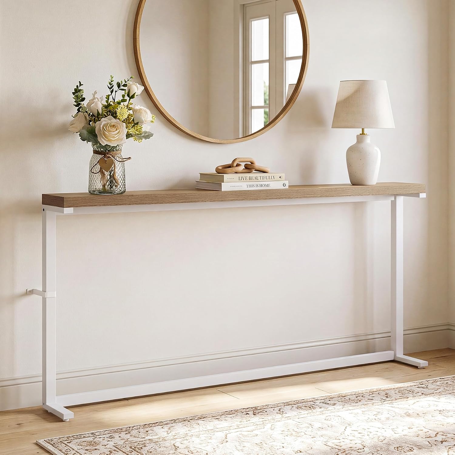 71" Skinny Console Table, Narrow Sofa Table Behind Couch Table for Living Room