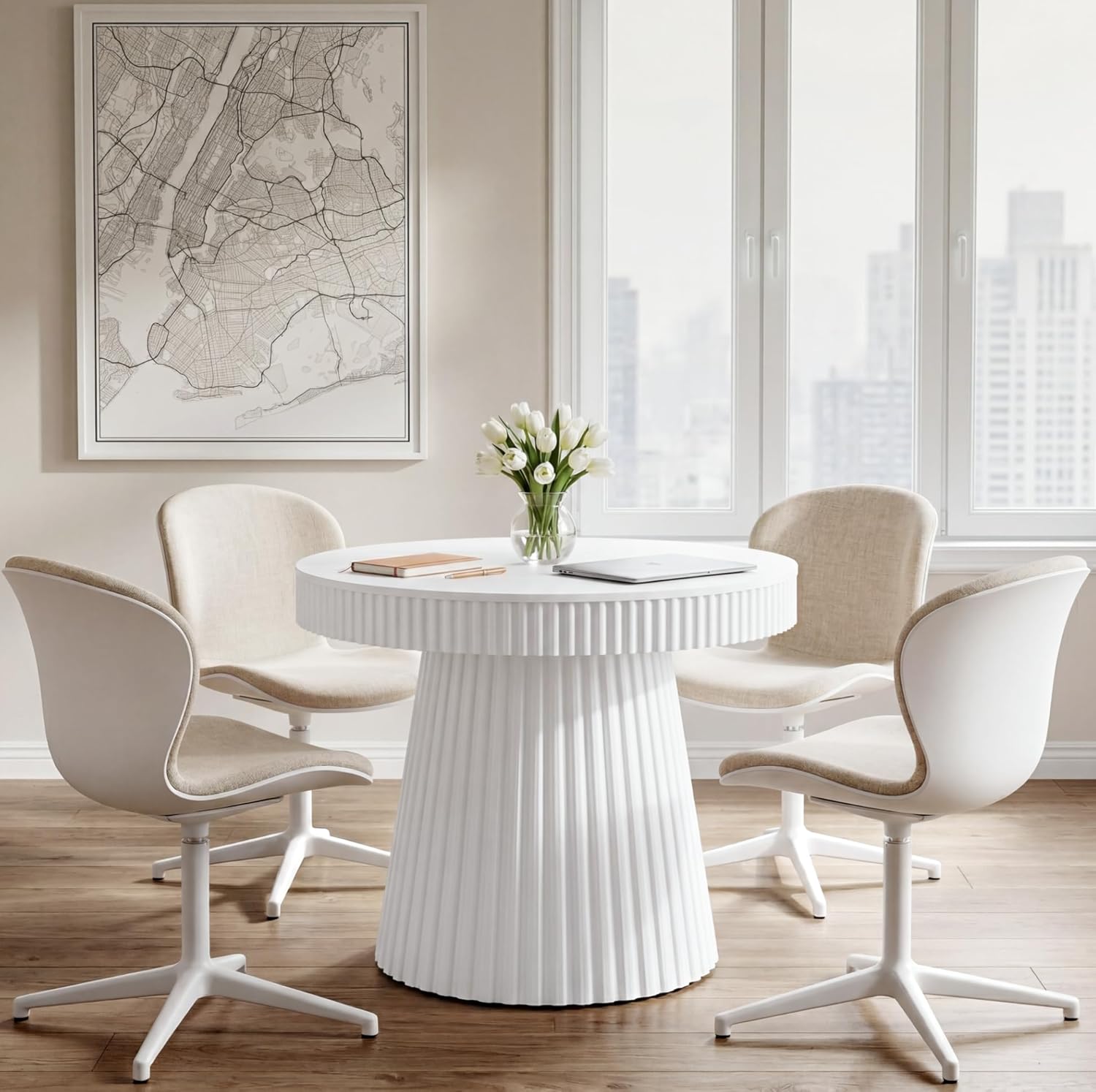 Round Conference Table, 31.5" Meeting Table Discussion Table for Home Office