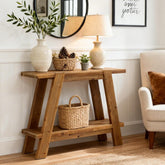43" Narrow Console Table, 2-Tier Solid Wood Sofa Entryway Table 3