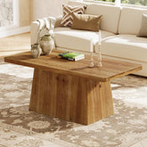 47" Wood Coffee Table, Farmhouse Center Table Tea Table with Sturdy Pedestal 3