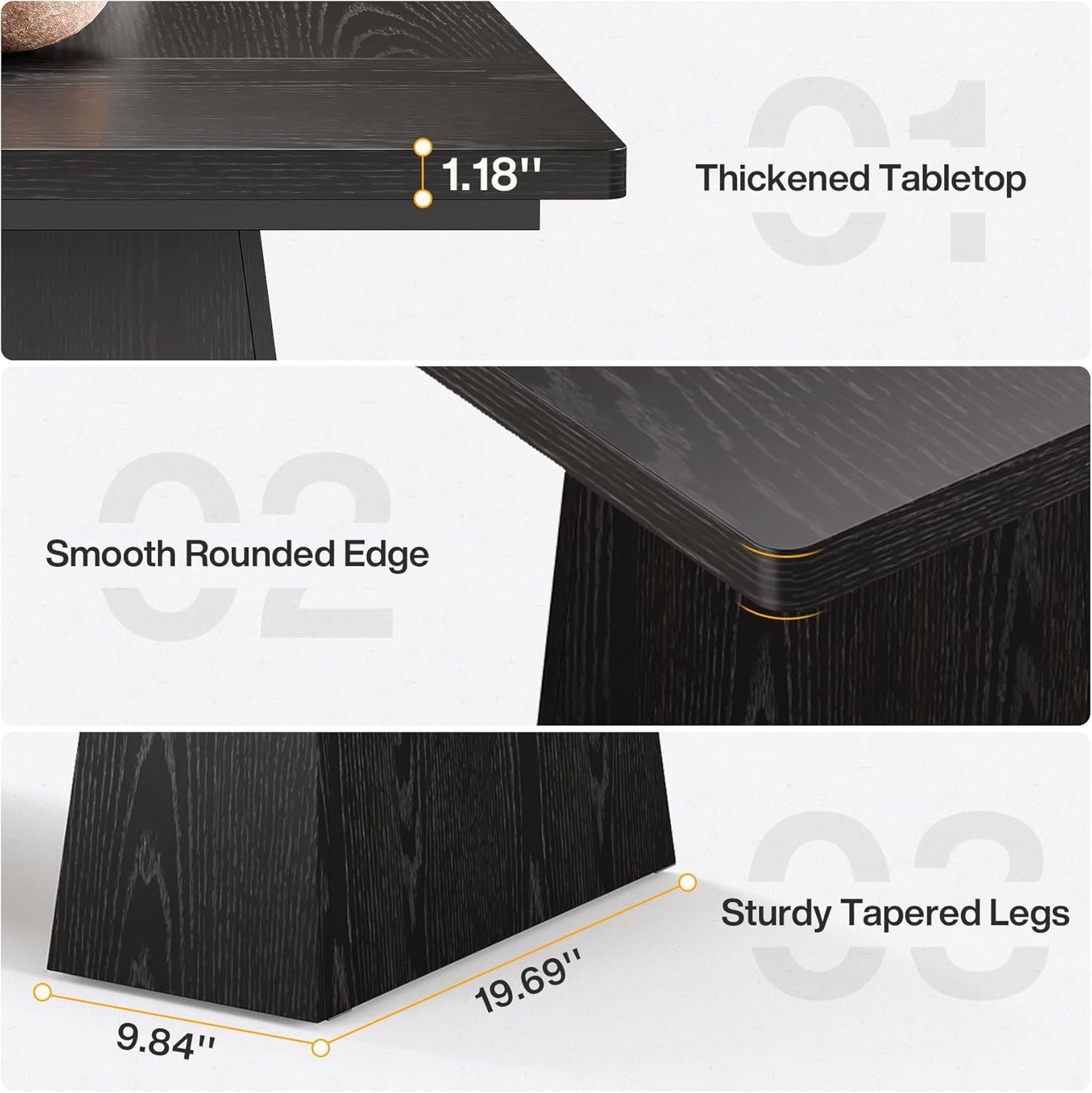 63" Executive Office Desk, Modern Black Double Pedestal Workstation for Home