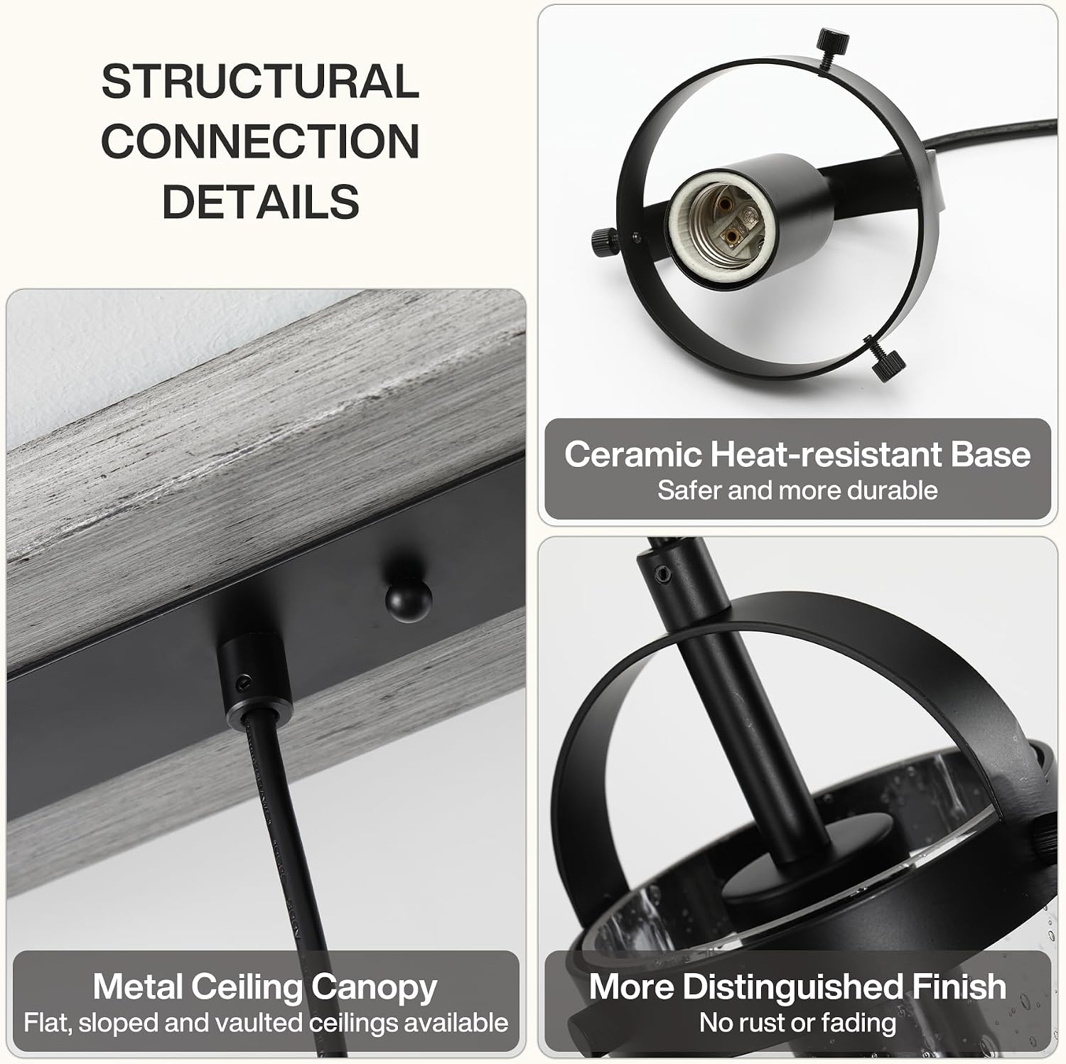 5-Light Linear Chandelier, Kitchen Island Lighting Fixture with Seeded Glass Shades, E26 Socket