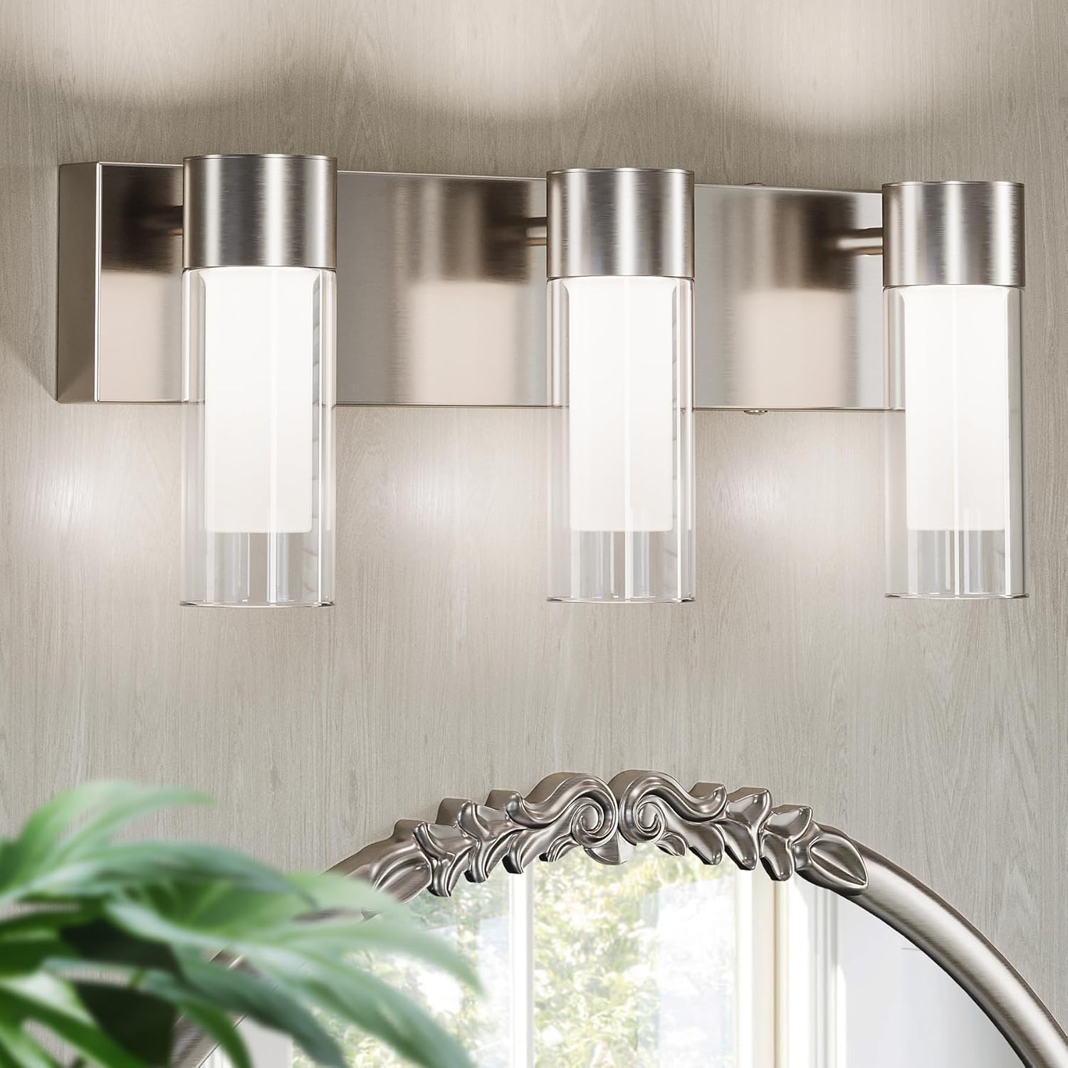 3-Light Light Fixtures, Modern Bathroom Wall Lights Vanity Lights with Clear Glass Shades