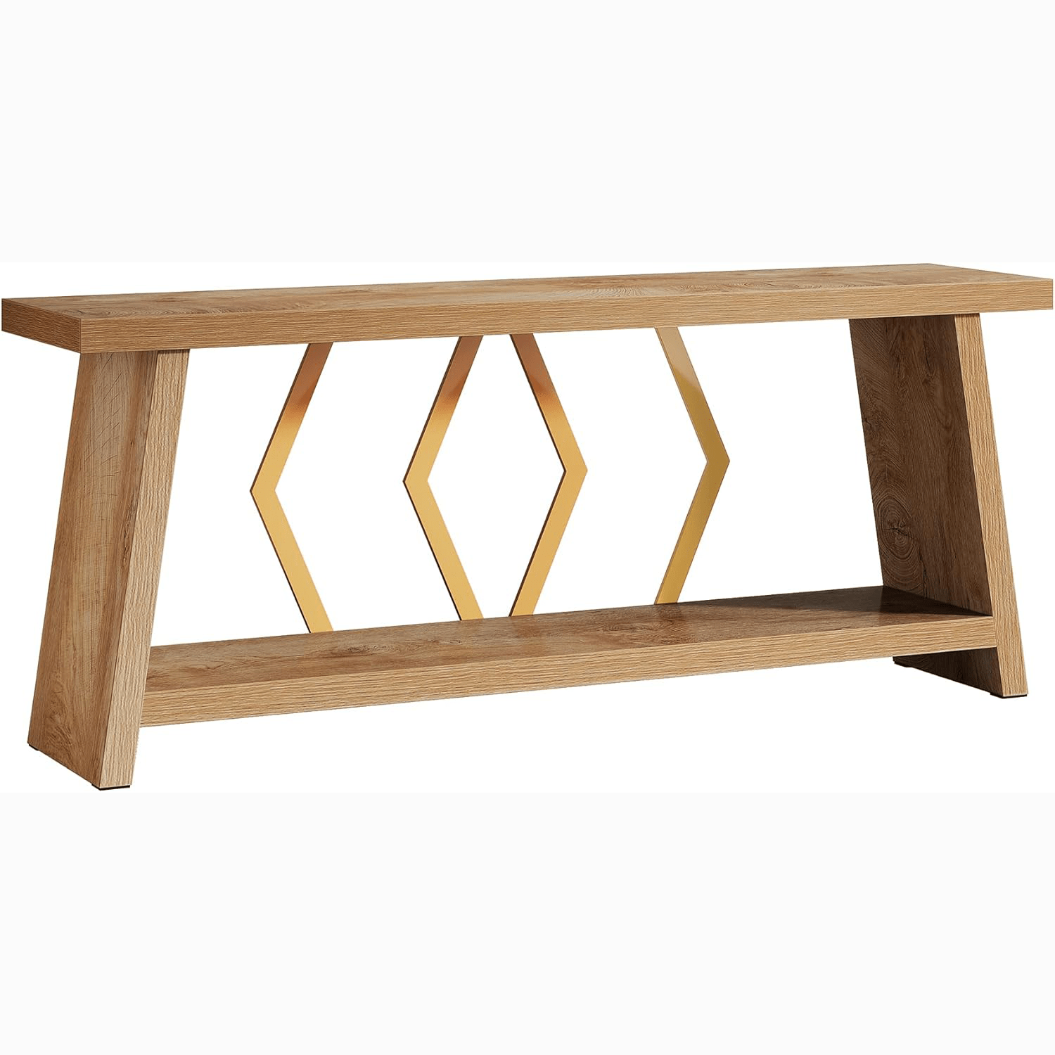 70.86" Extra Long Console Table, 2-Tier Wooden Sofa Table with Storage