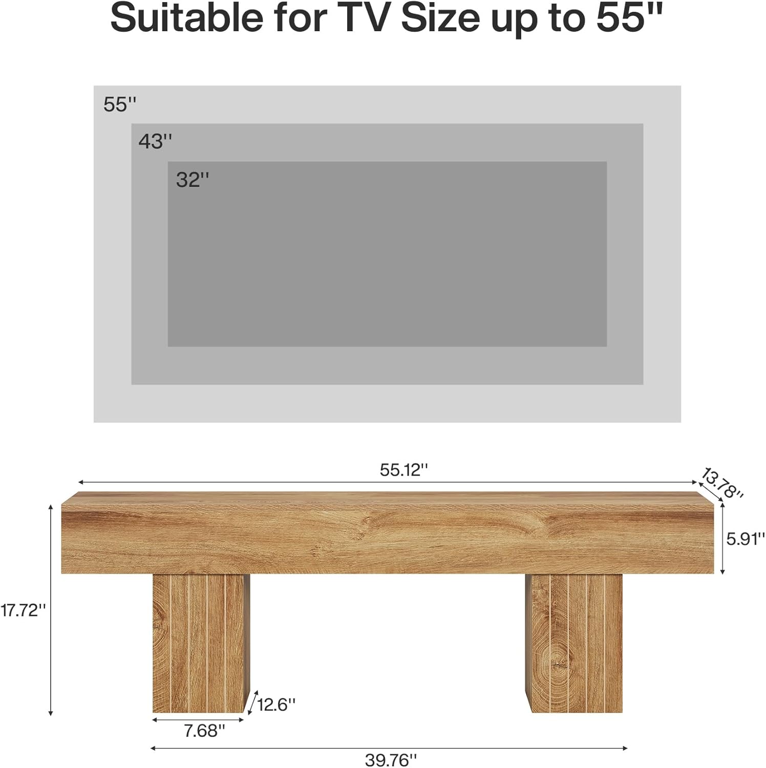 TV Stand for 55 Inch TV, Farmhouse Entertainment Center TV Console for Living Room