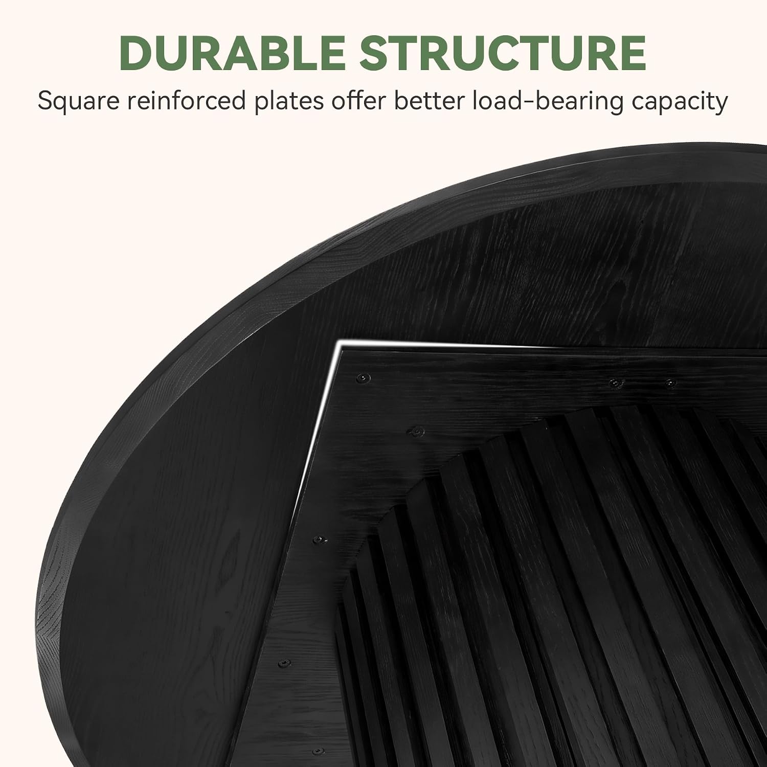 Solid Wood Round Conference Table for 4-6 People, Fluted Base Meeting Table for Office