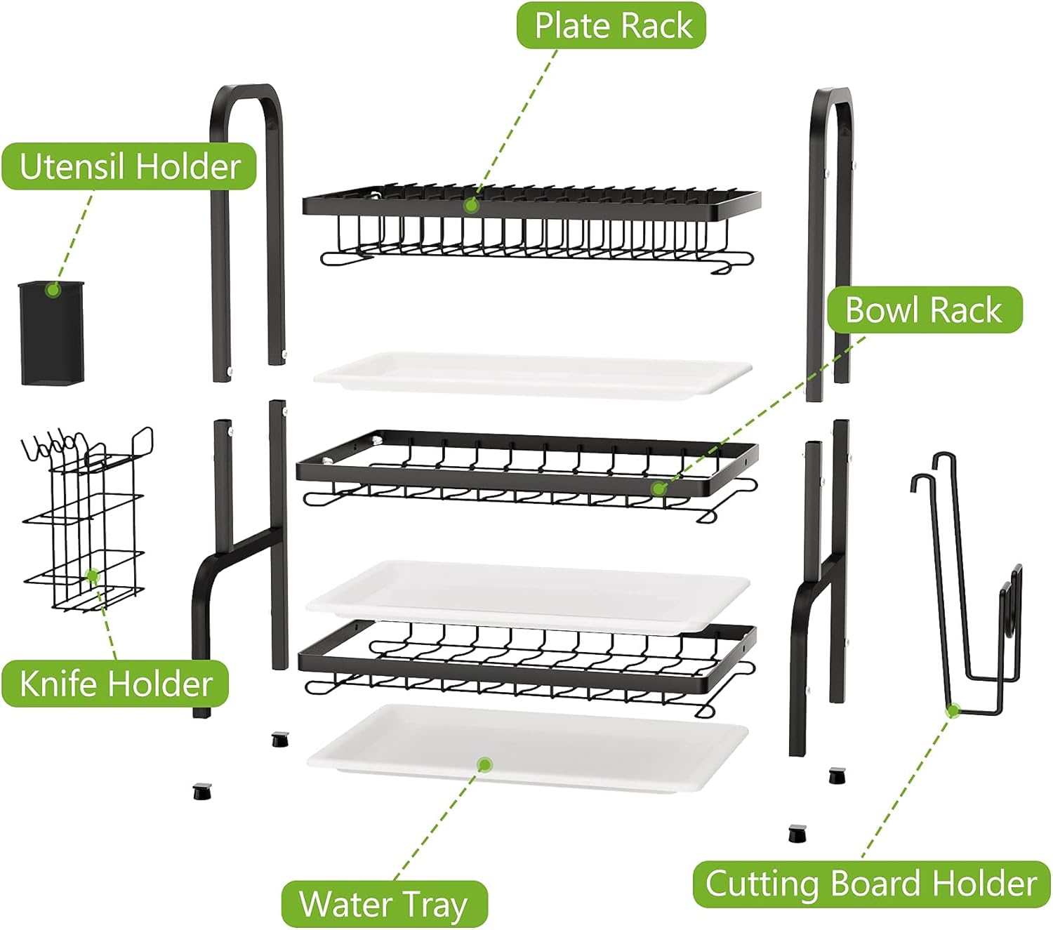 3-Tier Drying Rack, Capacity Dish Rack with Utensil Holder
