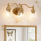 3 - Light Bathroom Light Fixtures, Modern Wall Lights with Clear Glass Shade Tribesigns