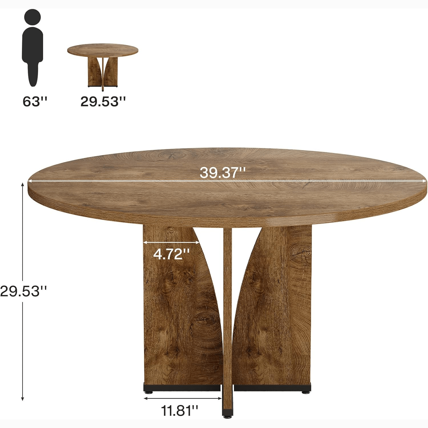 39" Round Conference Table for 4, Multi-Purpose Office Table for Meetings
