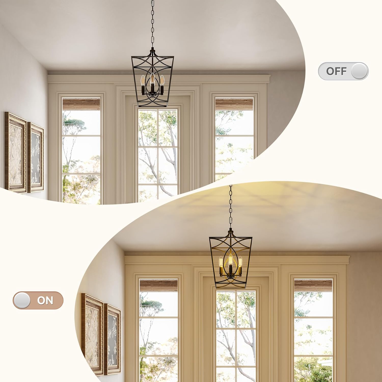 4-Light Pendant Light Fixture, Industrial Chandelier With Adjustable Chain