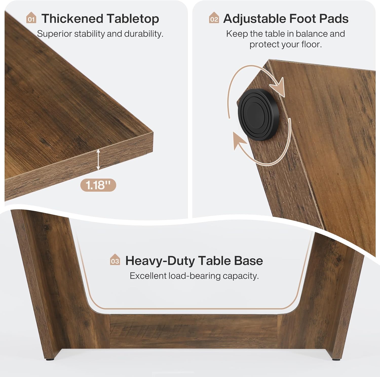 70.87" Rustic Brown Dining Table, Large Farmhouse Rectangular Table with Solid Pedestal Base