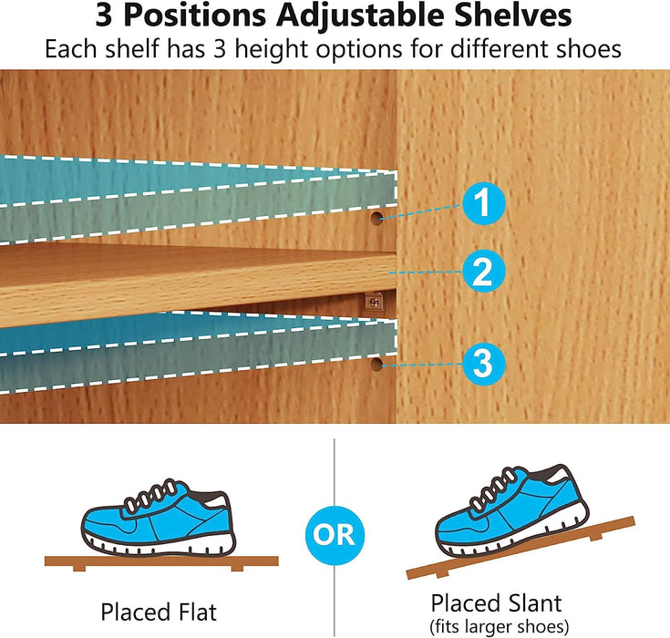 Tribesigns Shoe Cabinet, Slim Shoe Organizer with Adjustable Shelves and Open Shelf Tribesigns