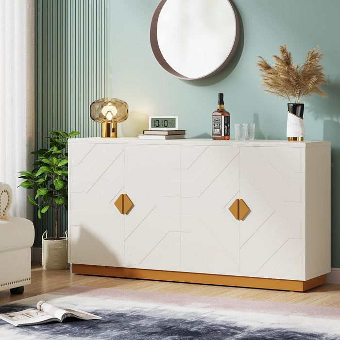 Sideboard Buffet, 59" Wide Modern Storage Cabinet with 4 Doors Tribesigns