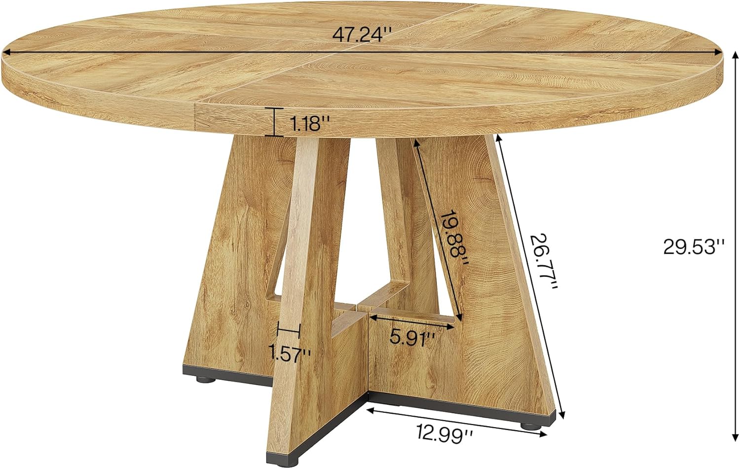 Tribesigns 47-Inch Round Conference Table for 4-6 People, Wooden Base and Thickened Top
